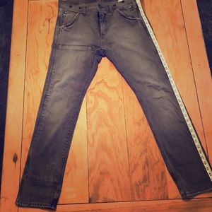 Lee 101 Logger Denim  W32 L32, Dark Gray Distress